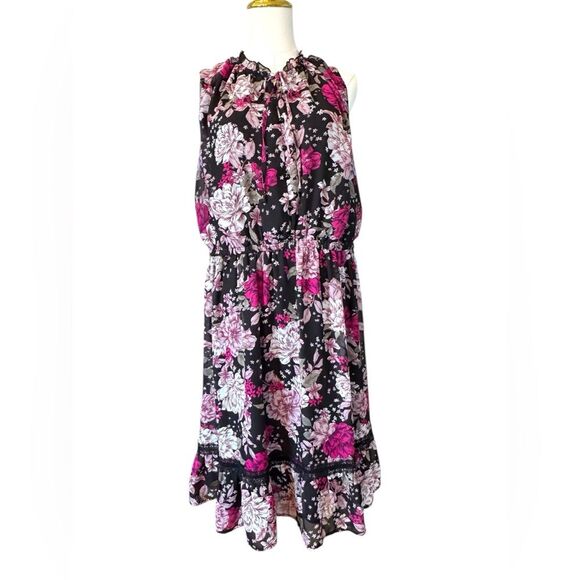 Lane Bryant Pink and Black Ruffled Tiered Sundress 14 - Picture 2 of 10